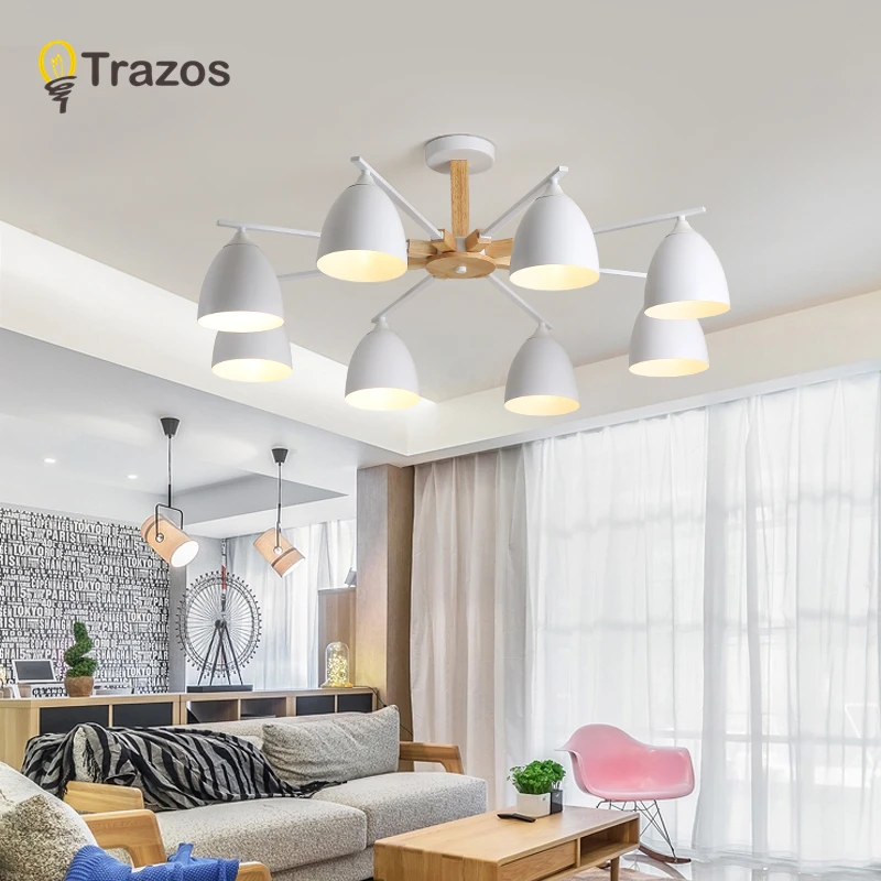 TRAZOS Nordic 220V LED Chandelier With Metal lampshade For Living Room E27 Wooden Chandelier Lighting Modern Foyer Lustre
TRAZOS Nordic 220V LED Chandelier With Metal lampshade For Living Room E27 Wooden Chandelier Lighting Modern Foyer Lustre