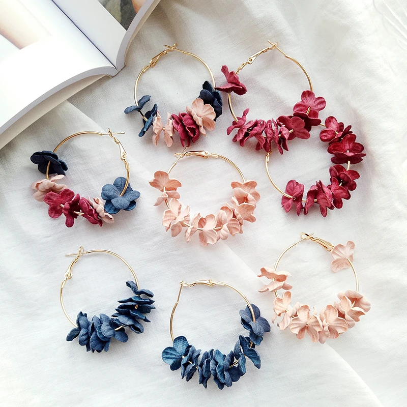 Elegant Fabric Flower drop Earrings Sweety Petal Alloy Ear Circle Big Earrings Charm Brinco For Women 2018
Elegant Fabric Flower drop Earrings Sweety Petal Alloy Ear Circle Big Earrings Charm Brinco For Women 2018