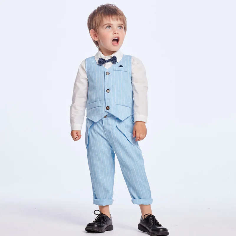 Blazers Suits Infant Boys 2019 New Spring Summer Vest Shirt Pants Wedding Formal Party Gentleman Baby Kids Boy Outerwear Costume|Костюмы| |