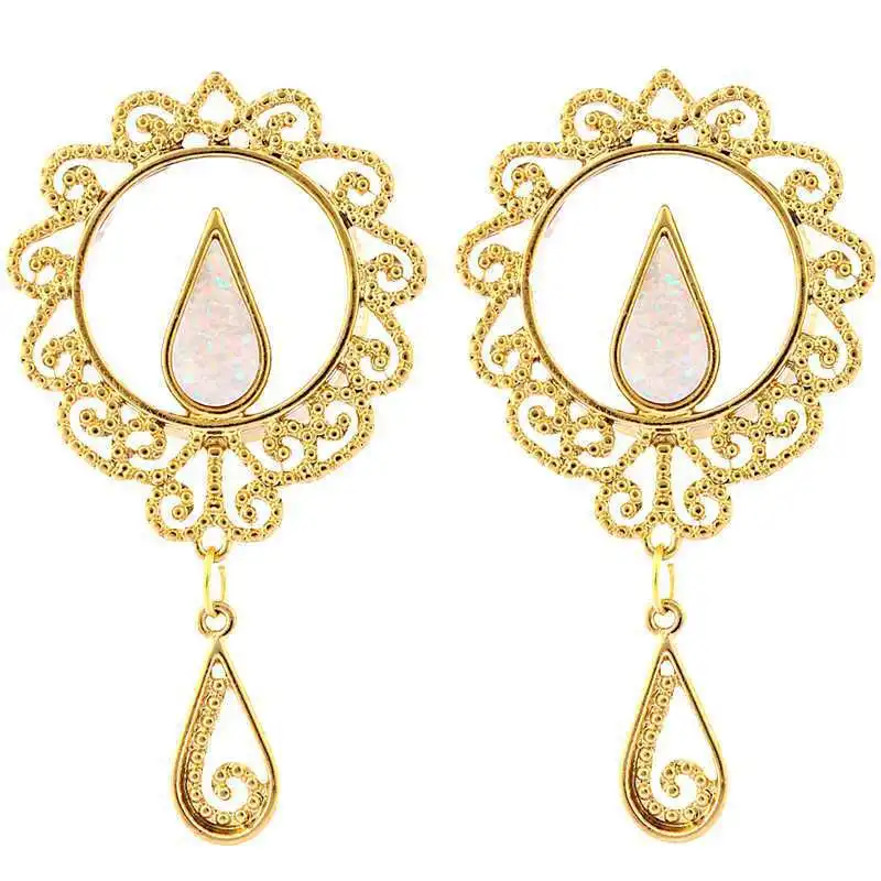Fashion Opal Gold-color Dangle Ear Plugs Ear Tunnels Piercing Gauges Ear Tunnel Expanders Rings Body Jewelry for Women 28pcs/lot
Fashion Opal Gold-color Dangle Ear Plugs Ear Tunnels Piercing Gauges Ear Tunnel Expanders Rings Body Jewelry for Women 28pcs/lot