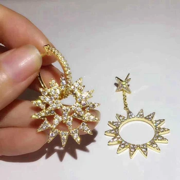 Spike Sun Flower Gear Star Cuff Dangle Earring Pure 925 Sterling Silver Gear Zircon Asymmetry Stud Earring Women Wedding Jewelry
Spike Sun Flower Gear Star Cuff Dangle Earring Pure 925 Sterling Silver Gear Zircon Asymmetry Stud Earring Women Wedding Jewelry