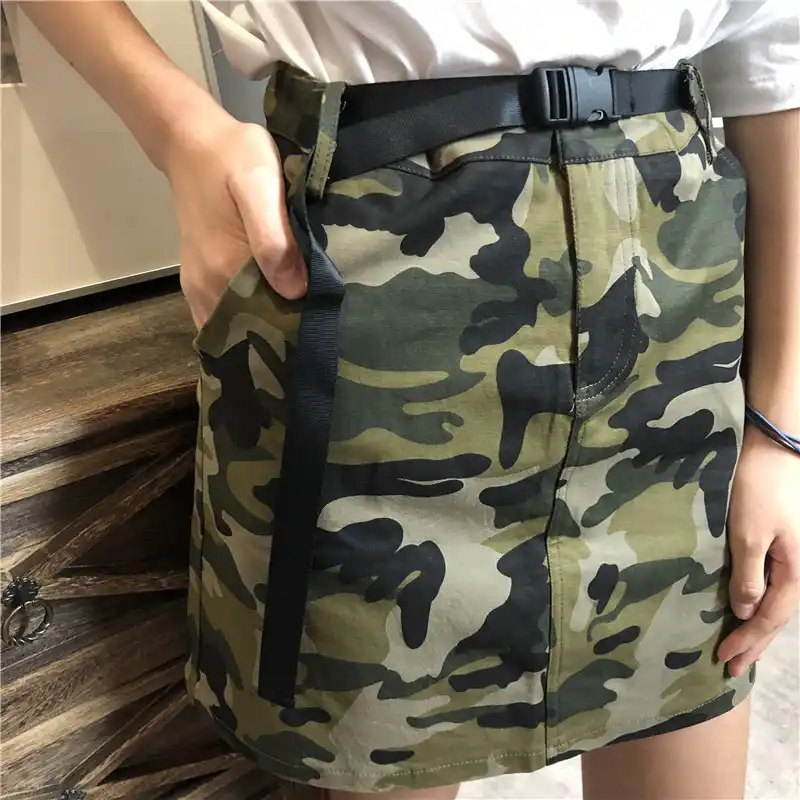 camo overalls skirt