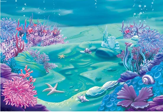 7x5FT Пастель Под море вечерние коралловые рифы маленькая Русалочка Ариэль