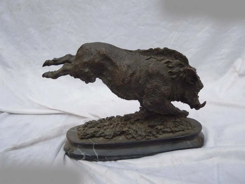 8" China bronze marble West Art carved finely wild boar sculpture statue
8" China bronze marble West Art carved finely wild boar sculpture statue