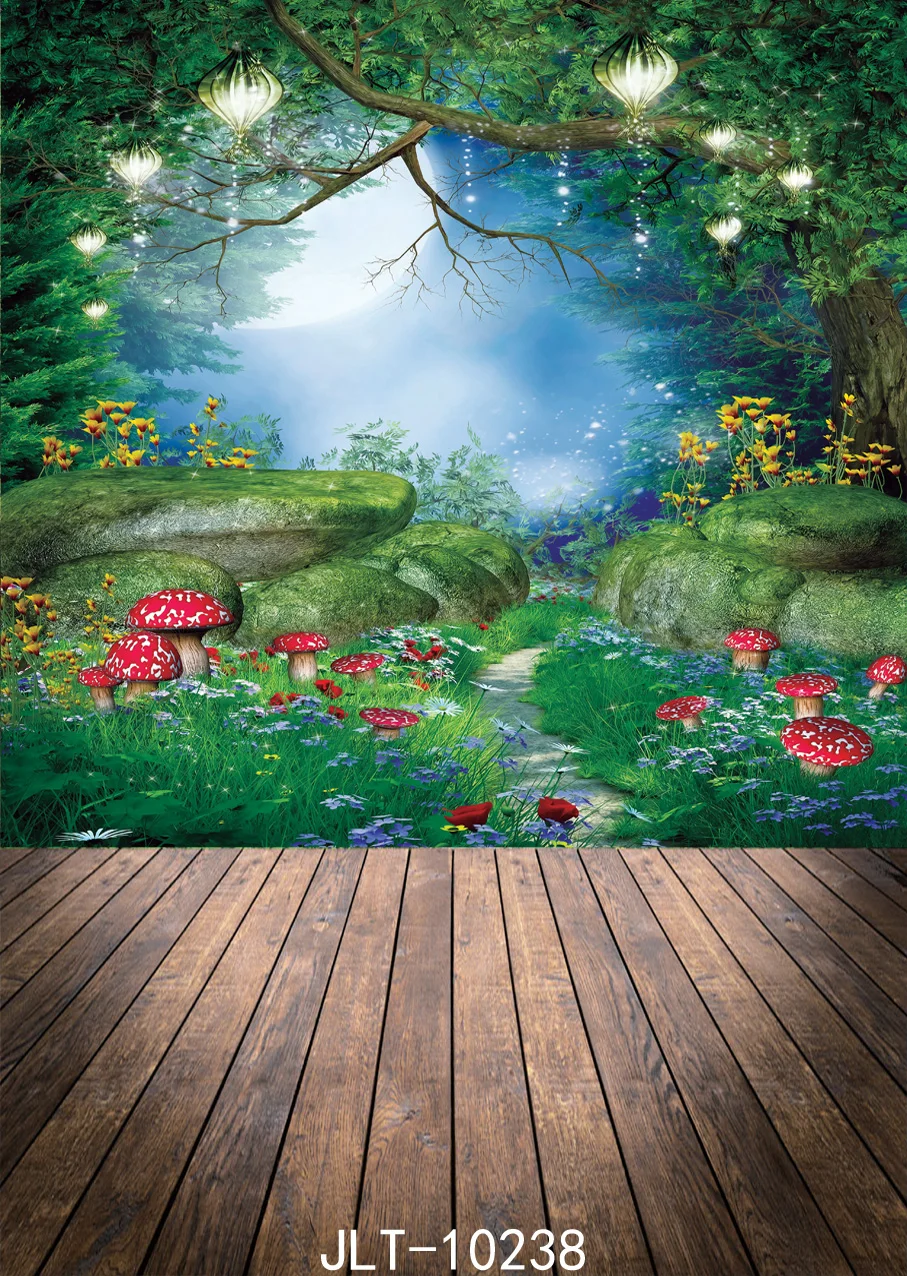 Грибная сказочная фотография Фон лес цветок Блестящее дерево Луна фон джунгли