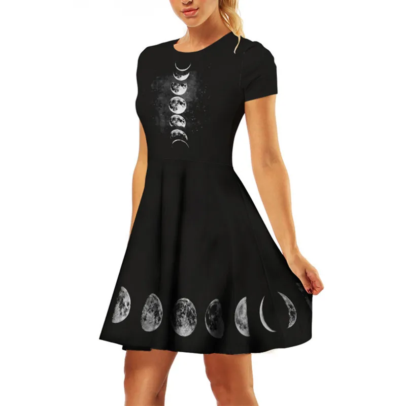 2019 Harajuku Mini Dress Women Fashion Black Gothic Dress 3D Moon Phase Printed Short Sleeve A-Line Dress
2019 Harajuku Mini Dress Women Fashion Black Gothic Dress 3D Moon Phase Printed Short Sleeve A-Line Dress
