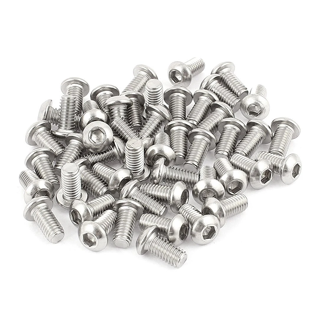 M6x12mm Stainless Steel Hex Socket Button Head Screws 50 Pcs