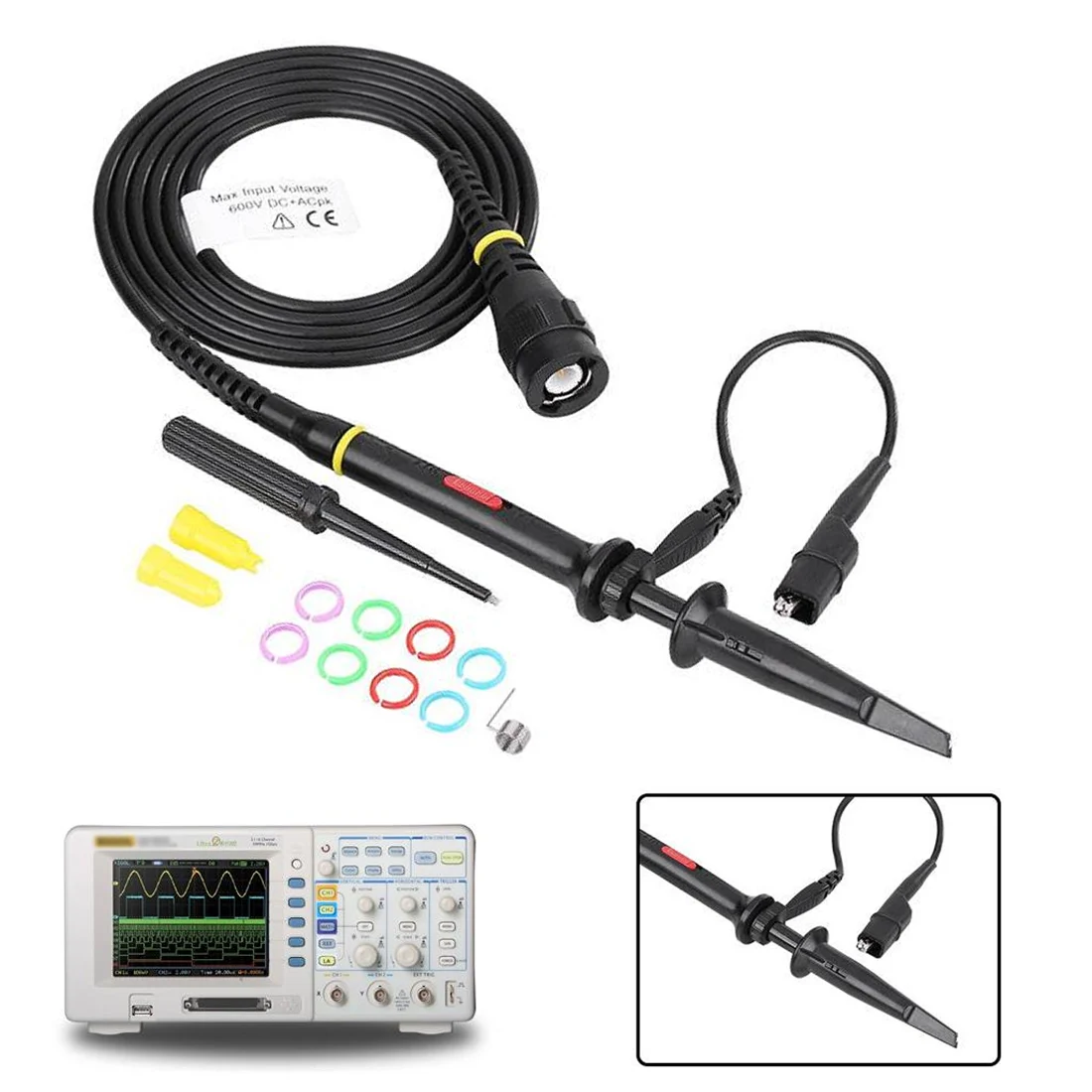 000V DC X100 Oscilloscope Probe Tester Probe universal professional oscilloscope clip 20mhz scope test leads kit
000V DC X100 Oscilloscope Probe Tester Probe universal professional oscilloscope clip 20mhz scope test leads kit