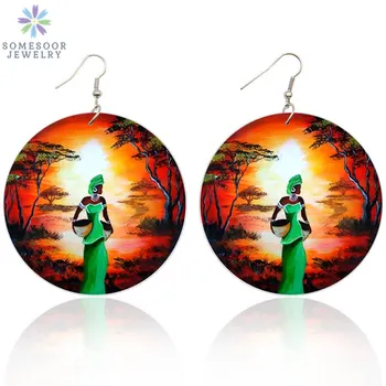 SOMESOOR Headwrap Woman African Ethnic Wooden Drop Earrings Afro Art Paint Design Both Sides Printing Jewelry For Black Gifts
SOMESOOR Headwrap Woman African Ethnic Wooden Drop Earrings Afro Art Paint Design Both Sides Printing Jewelry For Black Gifts