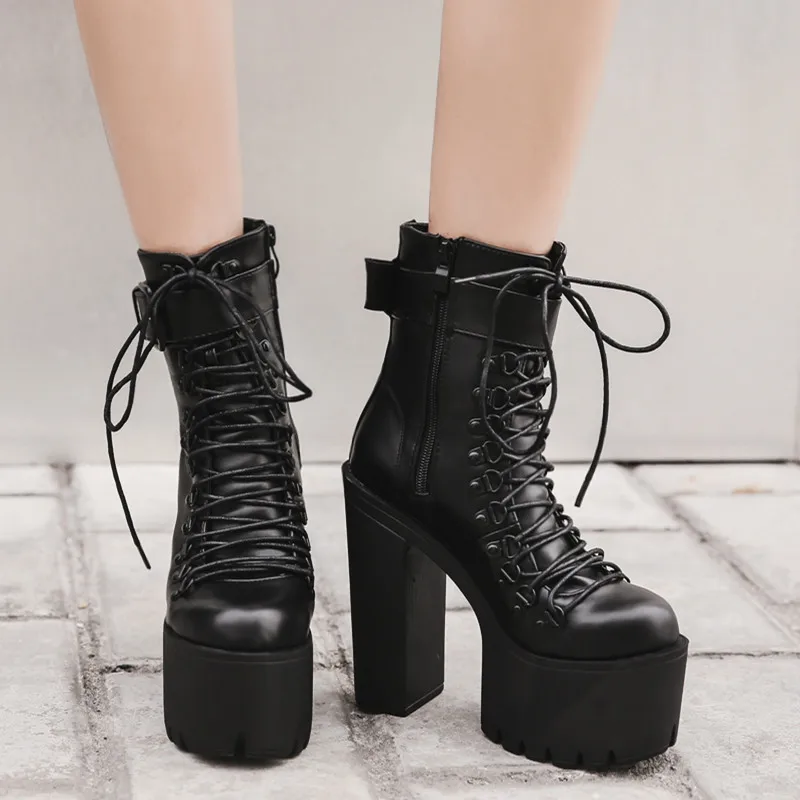 PXELENA Super High Heels Chunky Block Platform Knight Boots Women Cross tied Buckle Motorcycle Punk Rock Gothic Shoes Autumn Hot
PXELENA Super High Heels Chunky Block Platform Knight Boots Women Cross tied Buckle Motorcycle Punk Rock Gothic Shoes Autumn Hot