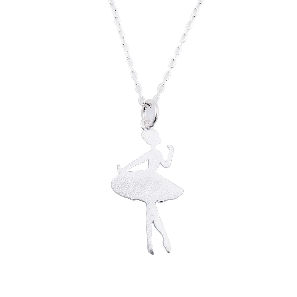 Classic Silver Color Ballerina Necklace necklace for women Long Chain ballet girl necklaces & pendants Gift for Dancer