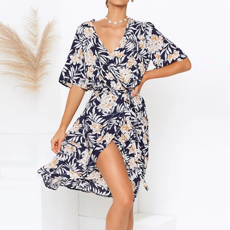 Casual Summer Dress Women 2019 Sexy V Neck Floral Boho Dress Flare Short Sleeve Bandage Beach Dress Plus Size Robe Femme S-2XL
Casual Summer Dress Women 2019 Sexy V Neck Floral Boho Dress Flare Short Sleeve Bandage Beach Dress Plus Size Robe Femme S-2XL