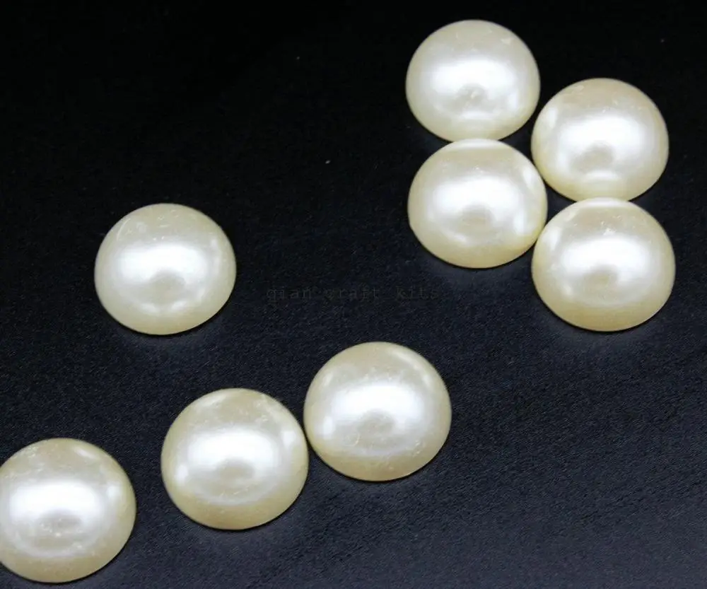 

250pcs 20mm big ivory pearlized HaLF PEARLS Decoden Flatback Cabochons, ABS Pearl Rhinestone Cabochons, Cellphone Deco