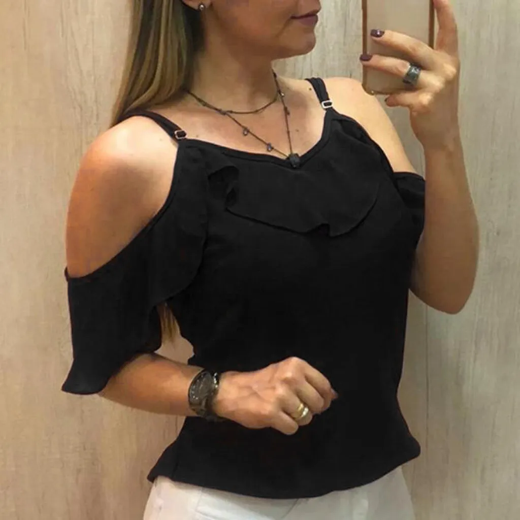 Chiffon Off Shoulder Blouse For Women Summer Fashion Women Solid Strappy Ruffle Short Sleeve Blouse haut femme In 2019#20
Chiffon Off Shoulder Blouse For Women Summer Fashion Women Solid Strappy Ruffle Short Sleeve Blouse haut femme In 2019#20