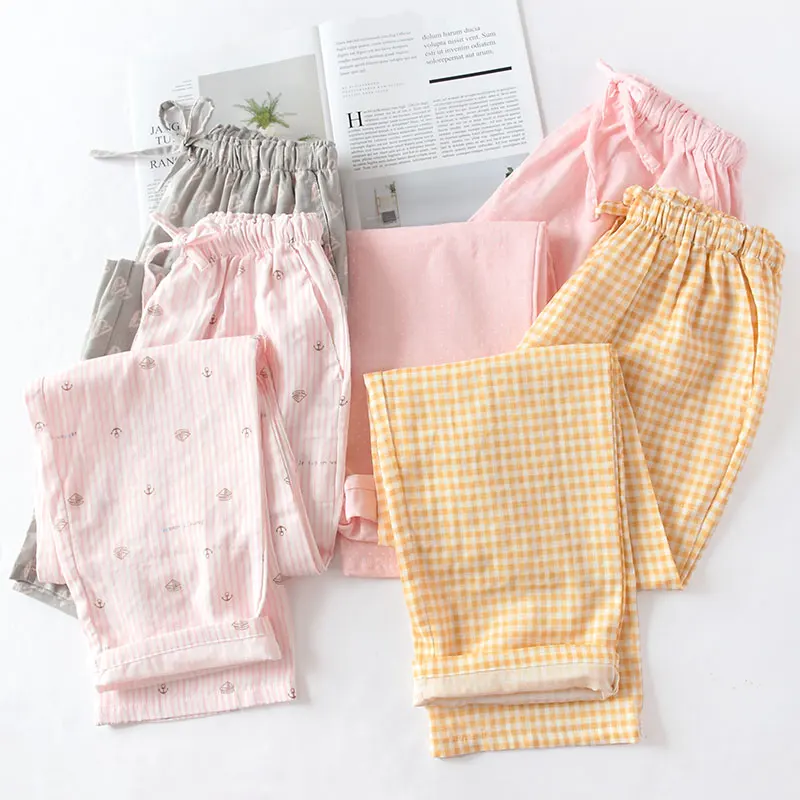 Spring and Summer Couples Home Pants Women Cotton Double Gauze Thin Sleep Pants Sleep Bottoms Casual Printing Pyjamas
Spring and Summer Couples Home Pants Women Cotton Double Gauze Thin Sleep Pants Sleep Bottoms Casual Printing Pyjamas
