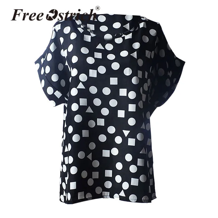 

Free Ostrich T-shirt Women 2019 Casual O Neck Short Sleeve Dot Print Tropical 2019 Chiffon Women Clothes A1930