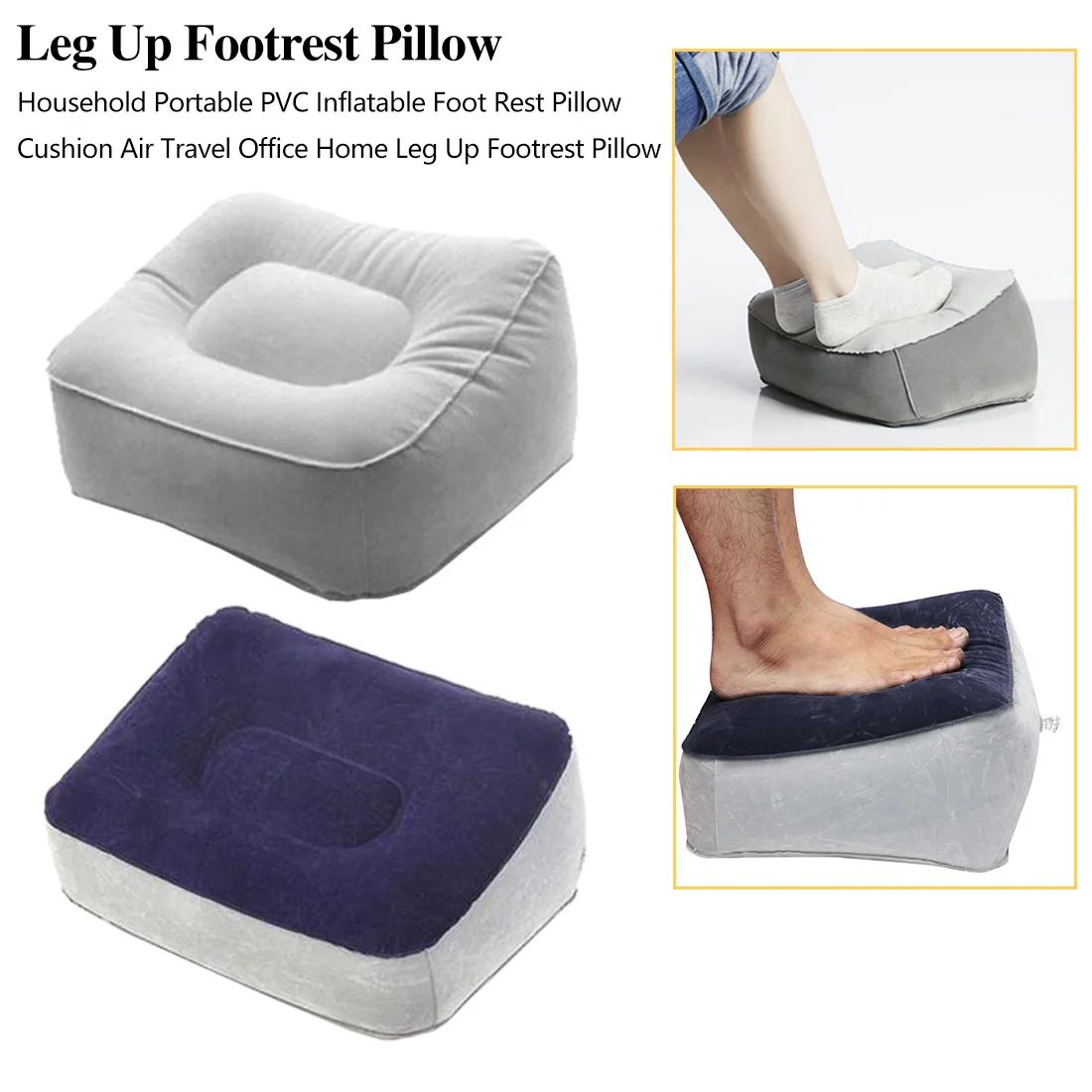 Portable Inflatable Foot Rest Pillow Cushion PVC Air Travel Office Home Leg Up Footrest Relaxing Feet Tool | Дом и сад