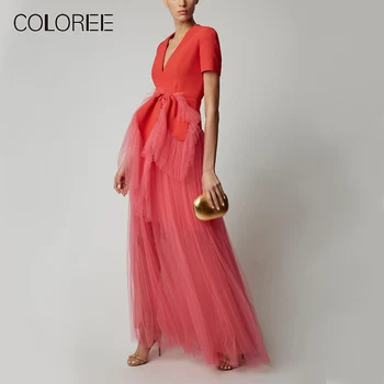 COLOREE Vintage Red Patchwork Mesh Chic Lady Long Dress 2019 Sexy V-Neck Bow Short Sleeve Big Hem Elegant Party Dress
COLOREE Vintage Red Patchwork Mesh Chic Lady Long Dress 2019 Sexy V-Neck Bow Short Sleeve Big Hem Elegant Party Dress