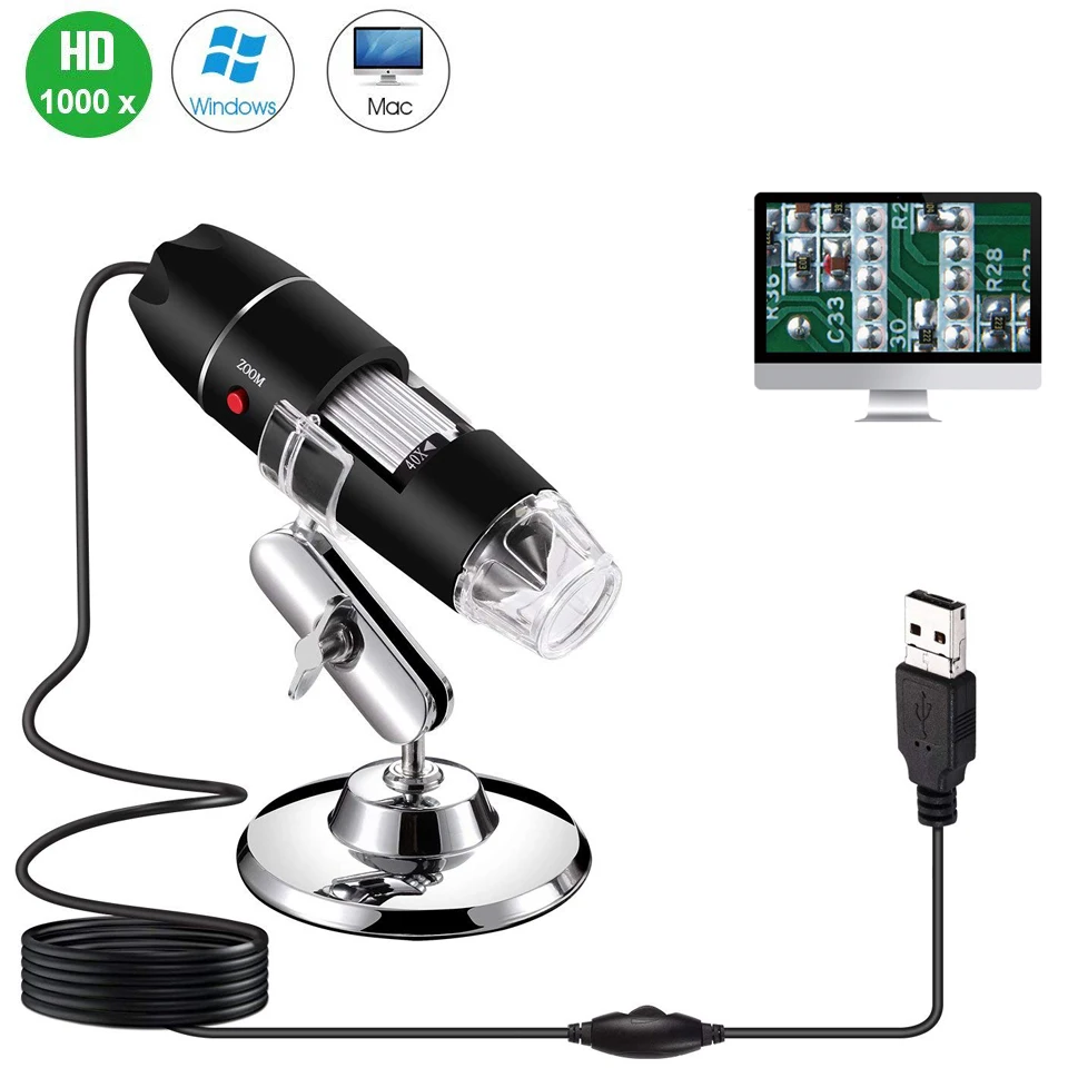 USB Digital Microscope 500x/1000x 8 LED Magnification Endoscope Camera with OTG Adapter and Metal Stand, Compatible Mac Windows
USB Digital Microscope 500x/1000x 8 LED Magnification Endoscope Camera with OTG Adapter and Metal Stand, Compatible Mac Windows