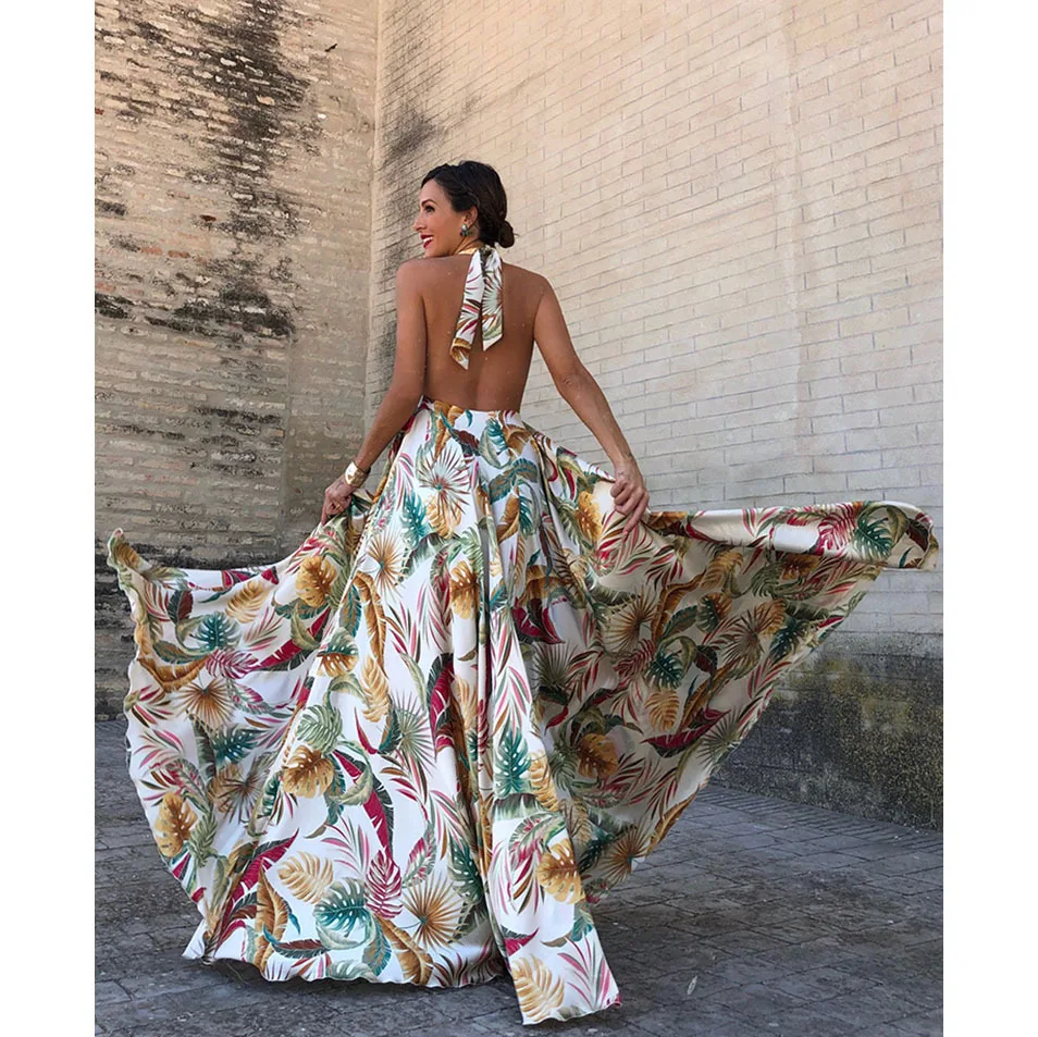 Summer 2019 for Women Backless Dress New Sexy Hanging Neck Deep V-neck Open Back Waist To The Floor Chiffon Beach Maxi Dress
Summer 2019 for Women Backless Dress New Sexy Hanging Neck Deep V-neck Open Back Waist To The Floor Chiffon Beach Maxi Dress