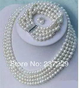 Wholesale price FREE SHIPPING a4 Rows 7-8mm akoya white pearl Bracelet Necklace earring sets
Wholesale price FREE SHIPPING a4 Rows 7-8mm akoya white pearl Bracelet Necklace earring sets