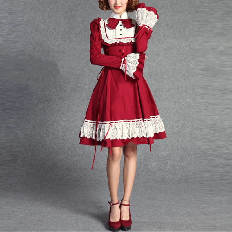 Women Spring autumn lolita dress Female vintage lolita costume lace trumpet sleeves ladies bandage party dresses
Women Spring autumn lolita dress Female vintage lolita costume lace trumpet sleeves ladies bandage party dresses