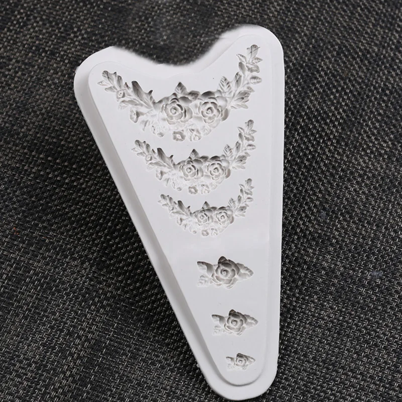 Flor de rosa garland silicone molde borda jóias casamento fondant bolo ferramentas stencil cupcake molde decoração molde confeitaria Flor de rosa garland silicone molde borda jóias casamento fondant bolo ferramentas stencil cupcake molde decoração molde confeitaria