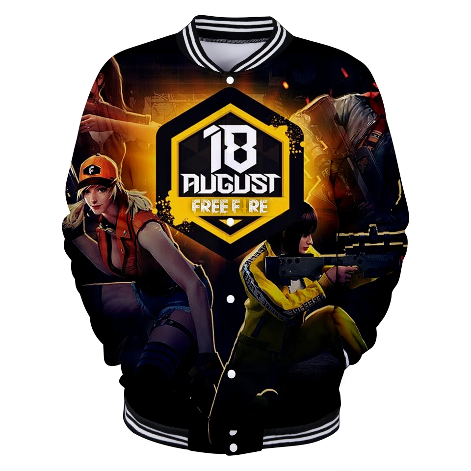Free Fire 3d Printed Baseball Jackets Women Men Long Sleeve Fashion Streetwear Jackets Popular Game Free Fire Baseball Overcoats For Men Online Men