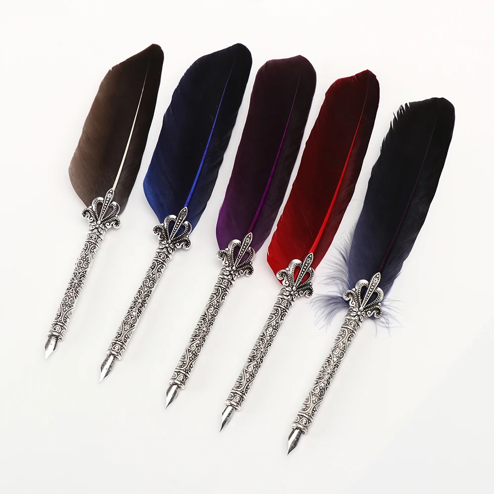 1 Set Vintage Feather Dip Fountain Pen Quill Dip Pen Turkey Feather Pen Quill Oblique + 5 Nibs+ Pen Set Gift
1 Set Vintage Feather Dip Fountain Pen Quill Dip Pen Turkey Feather Pen Quill Oblique + 5 Nibs+ Pen Set Gift