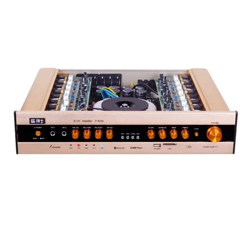 P-993A C5198 A1941 tube 5.1 channel 820W HIFI AV Bluetooth 4.0 home audio amplifier with Dual MIC input USB SD MP3 AC-3 player
P-993A C5198 A1941 tube 5.1 channel 820W HIFI AV Bluetooth 4.0 home audio amplifier with Dual MIC input USB SD MP3 AC-3 player