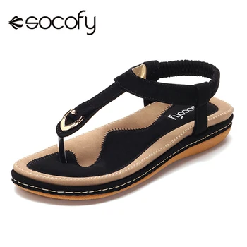 Socofy Large Size T-strap Beach Sandals Women Summer Shoes Elastic Slip On Clip Toe Flat Sandals Ladies Shoes Woman Sandalias
Socofy Large Size T-strap Beach Sandals Women Summer Shoes Elastic Slip On Clip Toe Flat Sandals Ladies Shoes Woman Sandalias