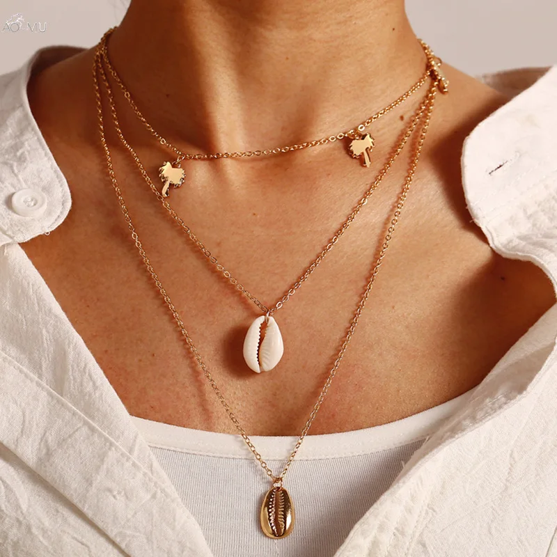 AOMU Bohemian Multi Layered Seashell Choker Necklace Beach Coconut Tree Pendant Necklace For Women Jewelry Gifts
AOMU Bohemian Multi Layered Seashell Choker Necklace Beach Coconut Tree Pendant Necklace For Women Jewelry Gifts