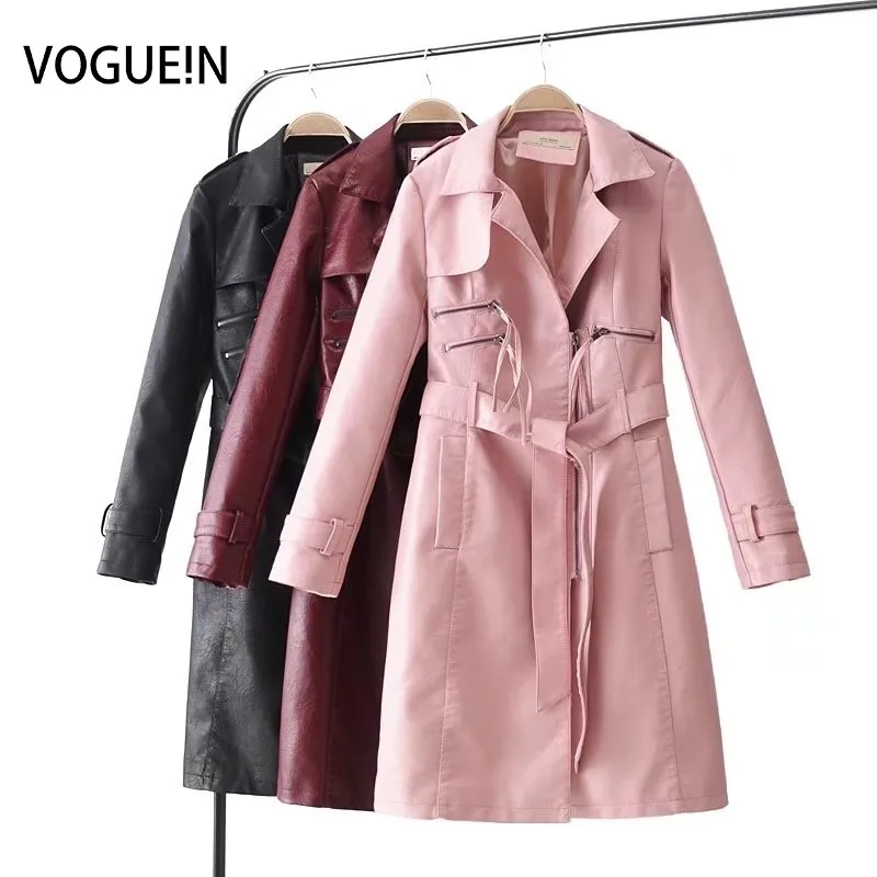 VOGUEIN 2018 New Womens Fashion Faux Leather Jackets Long Coat Outerwear Coat Bow Belt 3 Colors Wholesale
VOGUEIN 2018 New Womens Fashion Faux Leather Jackets Long Coat Outerwear Coat Bow Belt 3 Colors Wholesale