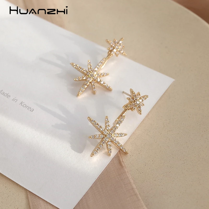 HUANZHI 2019 New Design S925 Silver Gold Metal Crystal Zircon Star Meteor Double Side Hexagram Stud Earrings for Women Party
HUANZHI 2019 New Design S925 Silver Gold Metal Crystal Zircon Star Meteor Double Side Hexagram Stud Earrings for Women Party