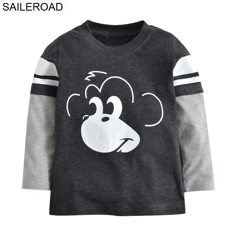 SAILEROAD футболка с длинными рукавами для мальчиков 2-7 лет мультяшной обезьяной