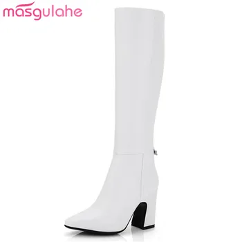 Masgulahe winter boots female fashion office lady knee high boots pointed toe genuine leather boots zipper solid womens shoes 
Masgulahe winter boots female fashion office lady knee high boots pointed toe genuine leather boots zipper solid womens shoes
