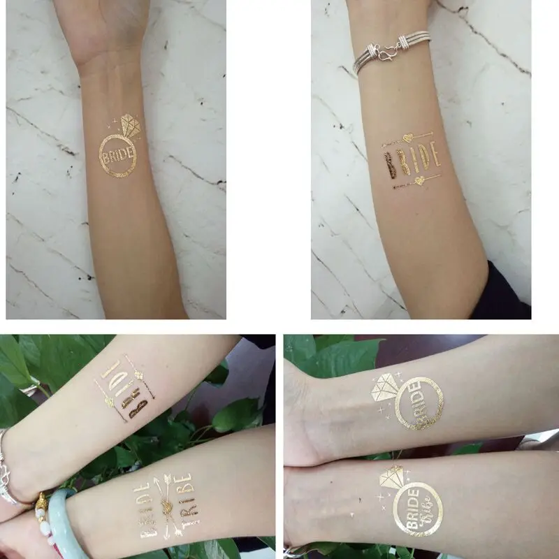 12pcs/pack Party Temporary Tattoos Glitter Metallic Gold Foil - Bride And Bride Tribe Temporary Tattoo Wedding Decor GI976412
12pcs/pack Party Temporary Tattoos Glitter Metallic Gold Foil - Bride And Bride Tribe Temporary Tattoo Wedding Decor GI976412