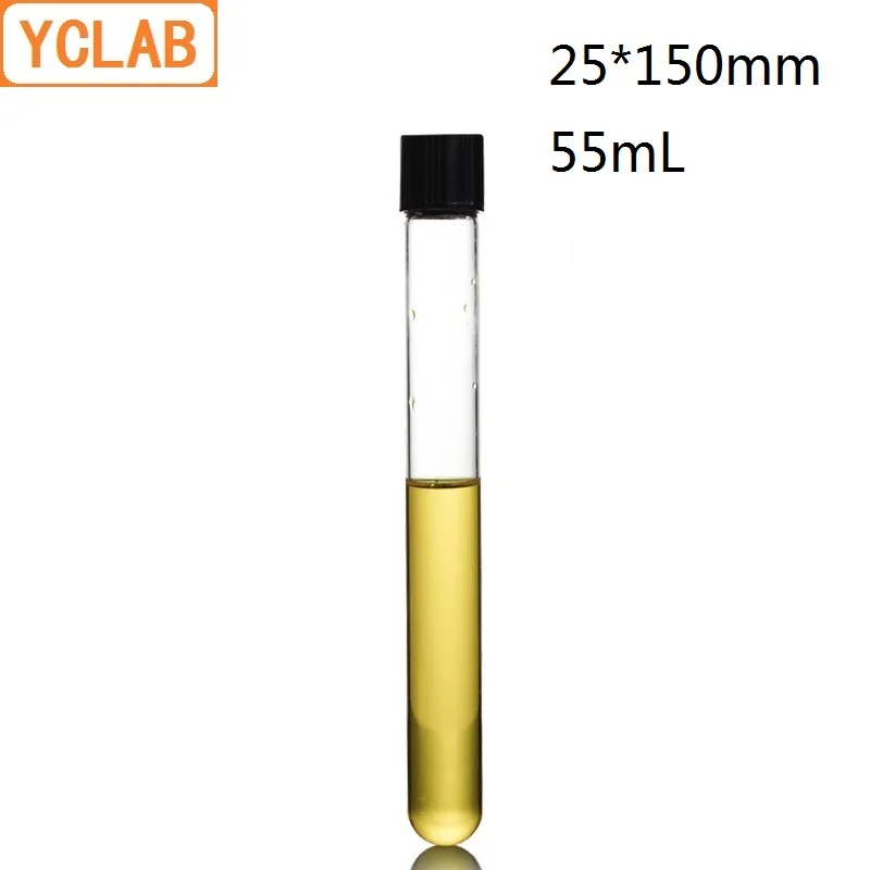 YCLAB 25*150mm Test Tube 55mL Screw Mouth with Black PF Cap Borosilicate 3.3 Glass High Temperature Resistance
YCLAB 25*150mm Test Tube 55mL Screw Mouth with Black PF Cap Borosilicate 3.3 Glass High Temperature Resistance