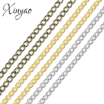 XINYAO 10meter/lot Metal Iron Bracelet Chains Bulk 3*4mm Gold Silver Color Brass Link Chains For Necklace Jewelry Making F760
XINYAO 10meter/lot Metal Iron Bracelet Chains Bulk 3*4mm Gold Silver Color Brass Link Chains For Necklace Jewelry Making F760