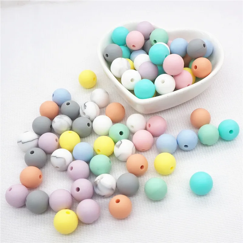 Chenkai 100pcs 9mm 12mm 15mm Silicone Teether Beads DIY Round Baby Pacifier Jewelry Sensory Teething Toy Making beads BPA Free | Мать и
