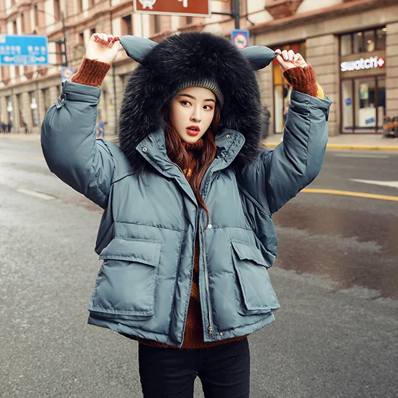 Winter Real Raccoon Fur Collar 90% White Duck Down Parkas Women Loose Hooded Thick Short Jackets Female Warm Snow Down Coat
Winter Real Raccoon Fur Collar 90% White Duck Down Parkas Women Loose Hooded Thick Short Jackets Female Warm Snow Down Coat