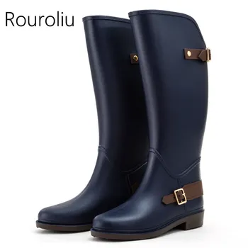 Rouroliu Women Knee-high Rain Boots Non-slip Tall Buckle Rainboots Waterproof Water Shoes Woman Wellies Large Shaft ZM13
Rouroliu Women Knee-high Rain Boots Non-slip Tall Buckle Rainboots Waterproof Water Shoes Woman Wellies Large Shaft ZM13