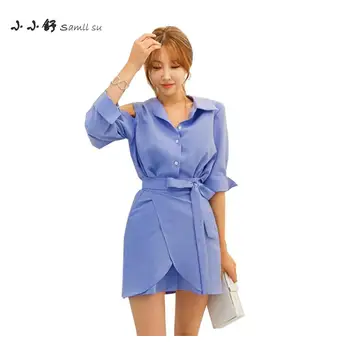 Small Su Summer Women Blue White Black Shirts Dresses Bandage Sexy Club Party Loose Sashes Sundress 2017 Vestidos De Festa Mujer
Small Su Summer Women Blue White Black Shirts Dresses Bandage Sexy Club Party Loose Sashes Sundress 2017 Vestidos De Festa Mujer