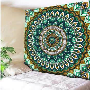 

Royal Blue/Mint Green Mandala Tapestry Psychedelic Wall Hanging Bohemian Tapisserie Murale Indian Floral Wall Carpet Beach Towel