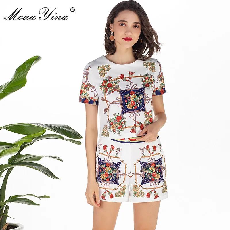MoaaYina Spring Summe Set Women's Short sleeve Stripe Floral Print Elegant Shirt Tops+Sexy shorts Two-piece suit
MoaaYina Spring Summe Set Women's Short sleeve Stripe Floral Print Elegant Shirt Tops+Sexy shorts Two-piece suit