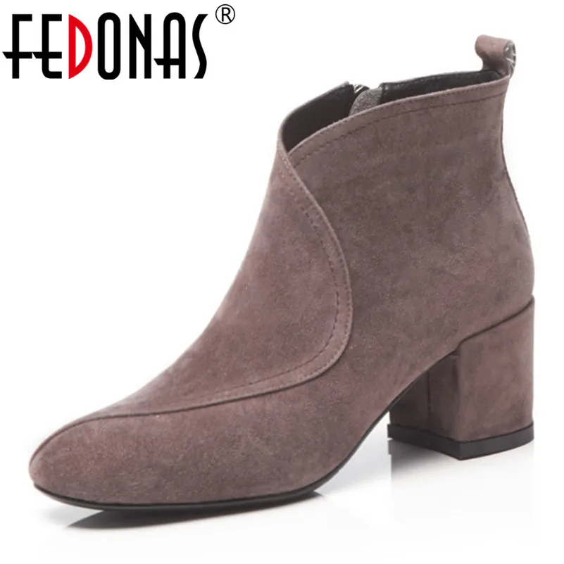 FEDONAS Top Quality Women Ankle Boots High Heels Round Toe Suede Leather Autumn Winter Ladies Shoes Woman Elegant Office Pumps
FEDONAS Top Quality Women Ankle Boots High Heels Round Toe Suede Leather Autumn Winter Ladies Shoes Woman Elegant Office Pumps
