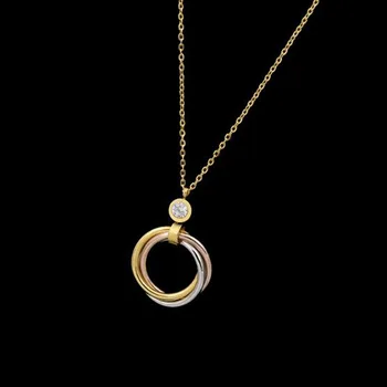 Wholesale Fashion Simple Tricolor Steel Circle Necklace Inlay C Zircon Platting Gold Tricyclic Necklace Jewelry for Women
Wholesale Fashion Simple Tricolor Steel Circle Necklace Inlay C Zircon Platting Gold Tricyclic Necklace Jewelry for Women