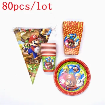 Party Supplies 80Pcs/lot Super Mario Theme Tableware Children Birthday Party Paper Cup Plate Tablecover Decoration Provide 
Party Supplies 80Pcs/lot Super Mario Theme Tableware Children Birthday Party Paper Cup Plate Tablecover Decoration Provide