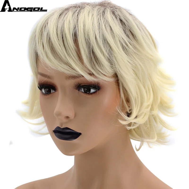 Anogol Short Natural Wave Beige Blonde Ombre Dark Roots High Temperature Fiber Synthetic Wigs For Women Side Fringe
Anogol Short Natural Wave Beige Blonde Ombre Dark Roots High Temperature Fiber Synthetic Wigs For Women Side Fringe