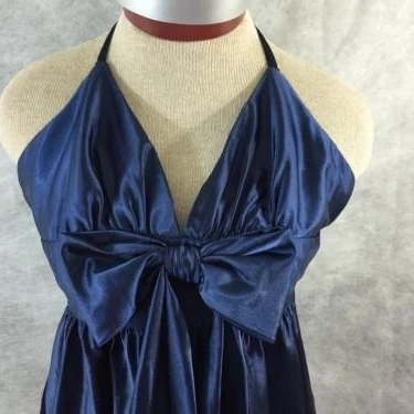 Jessica McClintock size 6 Formal Dress Prom blue halter Bridesmaid polyester (2)